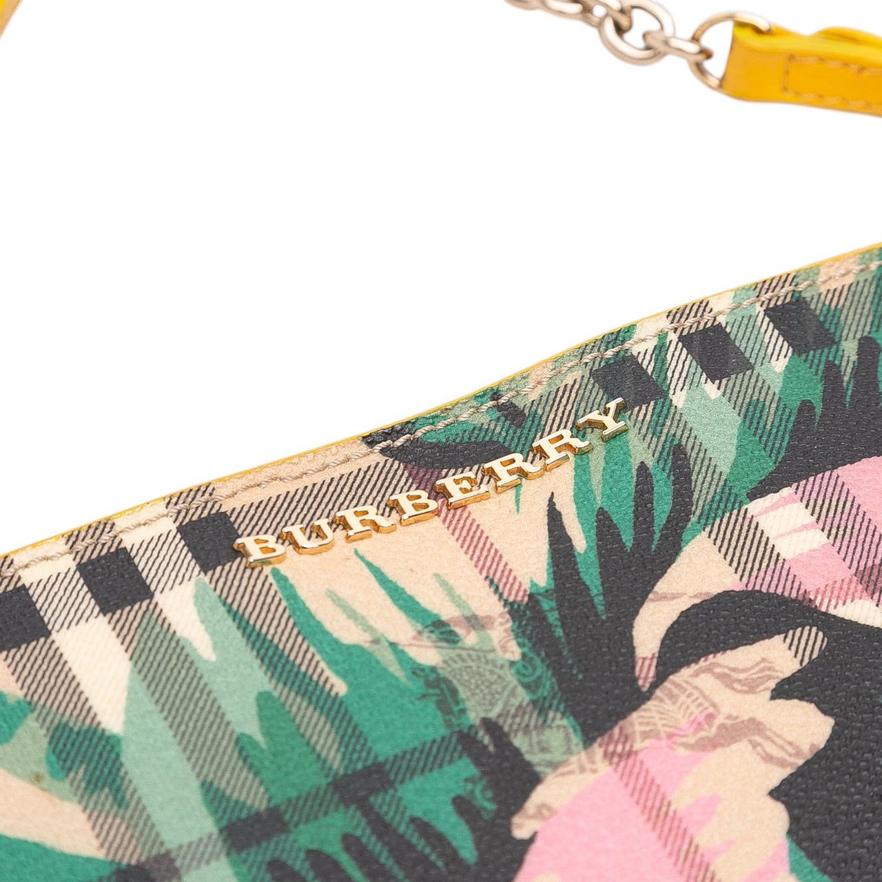 Burberry Haymarket Check Coated Canvas Floral Print Crossbody Bruin