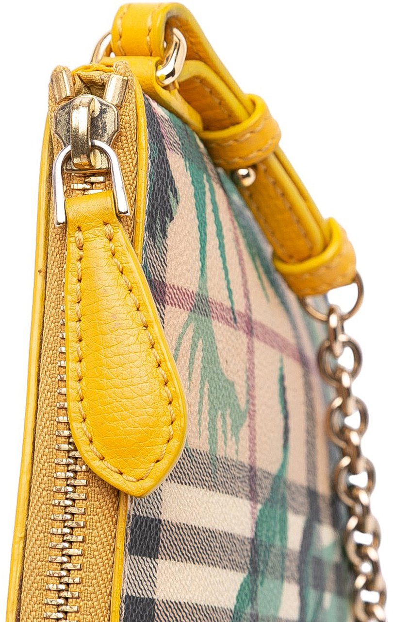Burberry Haymarket Check Coated Canvas Floral Print Crossbody Bruin