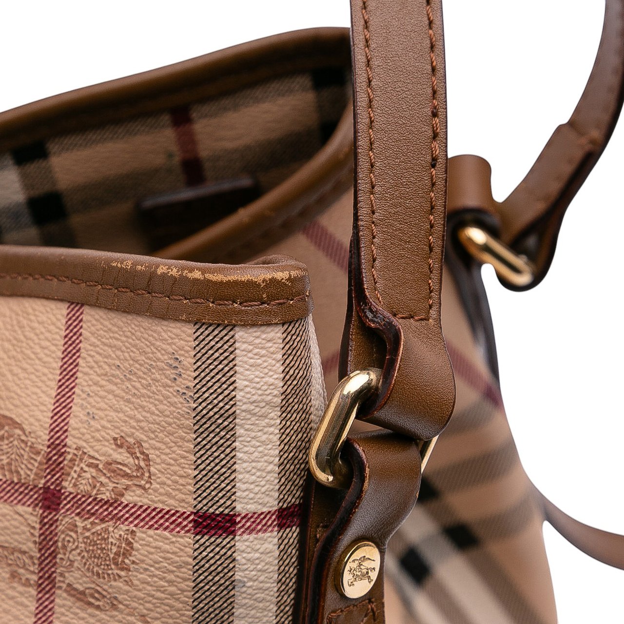 Burberry Small Haymarket Check Coated Canvas Canterbury Tote Bruin