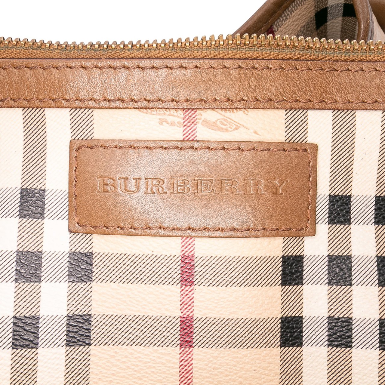 Burberry Small Haymarket Check Coated Canvas Canterbury Tote Bruin