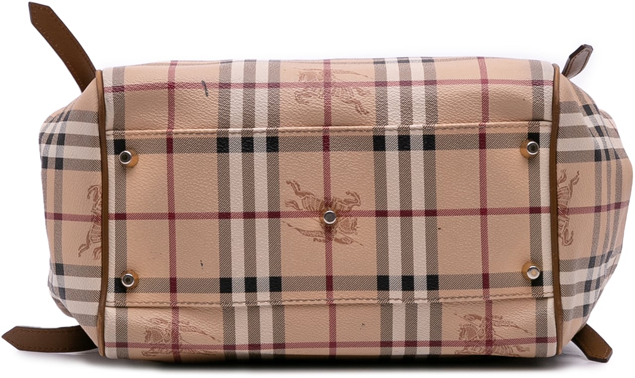Burberry Small Haymarket Check Coated Canvas Canterbury Tote Bruin