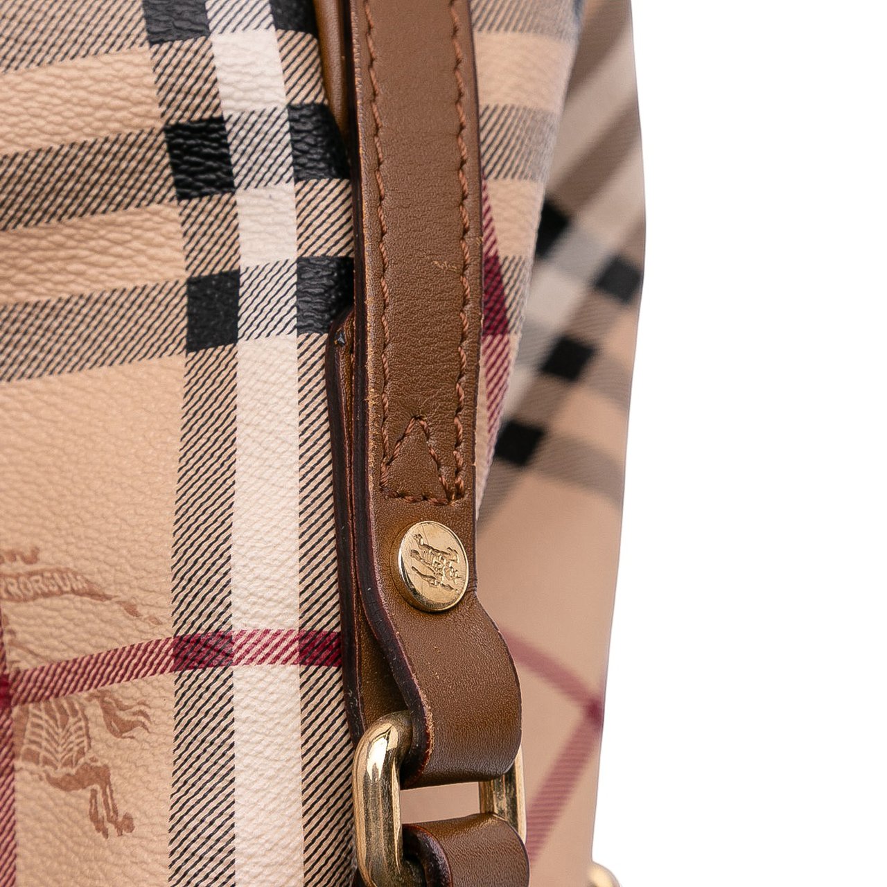 Burberry Small Haymarket Check Coated Canvas Canterbury Tote Bruin