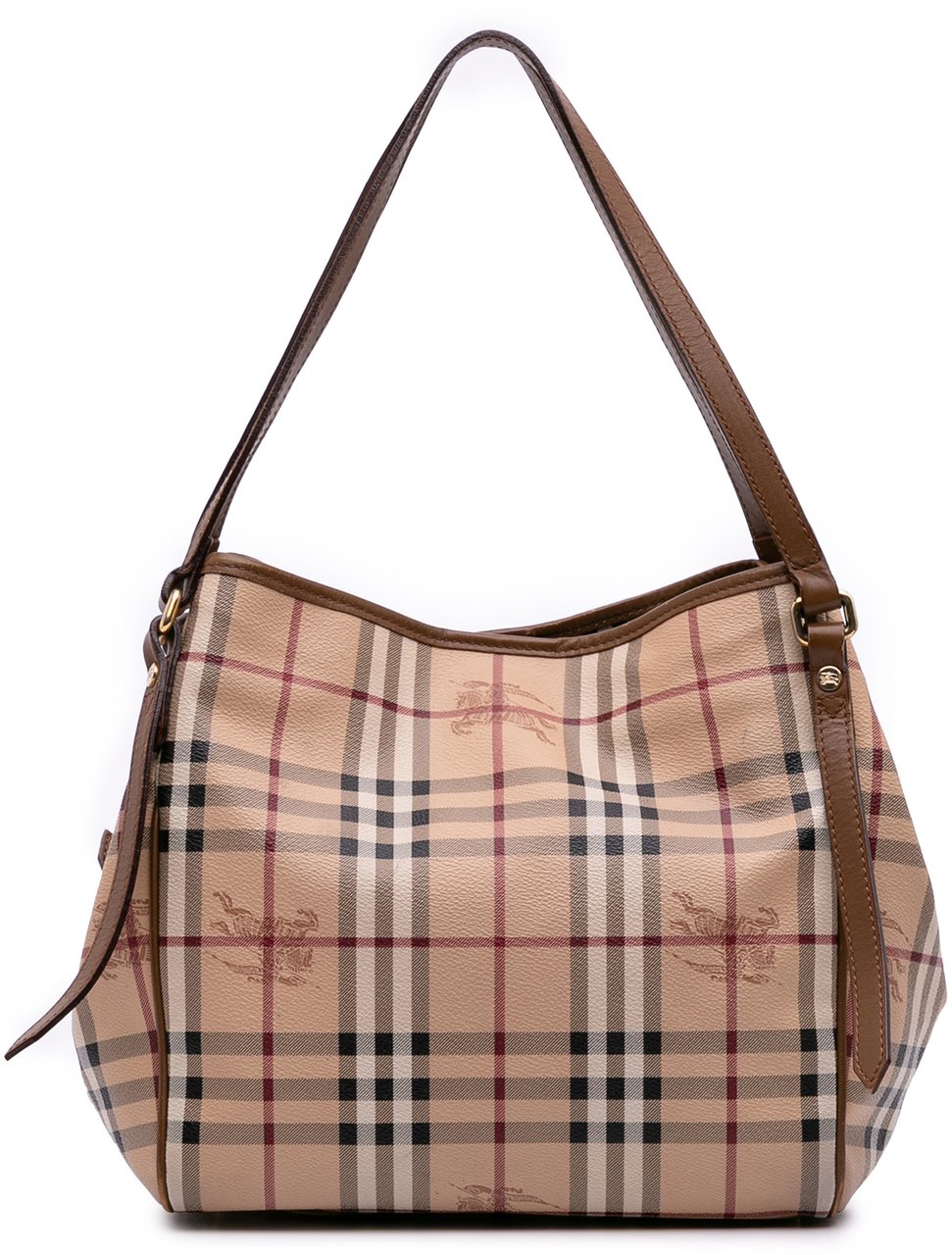 Burberry Small Haymarket Check Coated Canvas Canterbury Tote Bruin