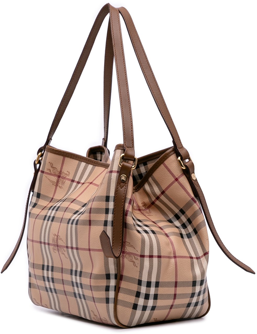 Burberry Small Haymarket Check Coated Canvas Canterbury Tote Bruin