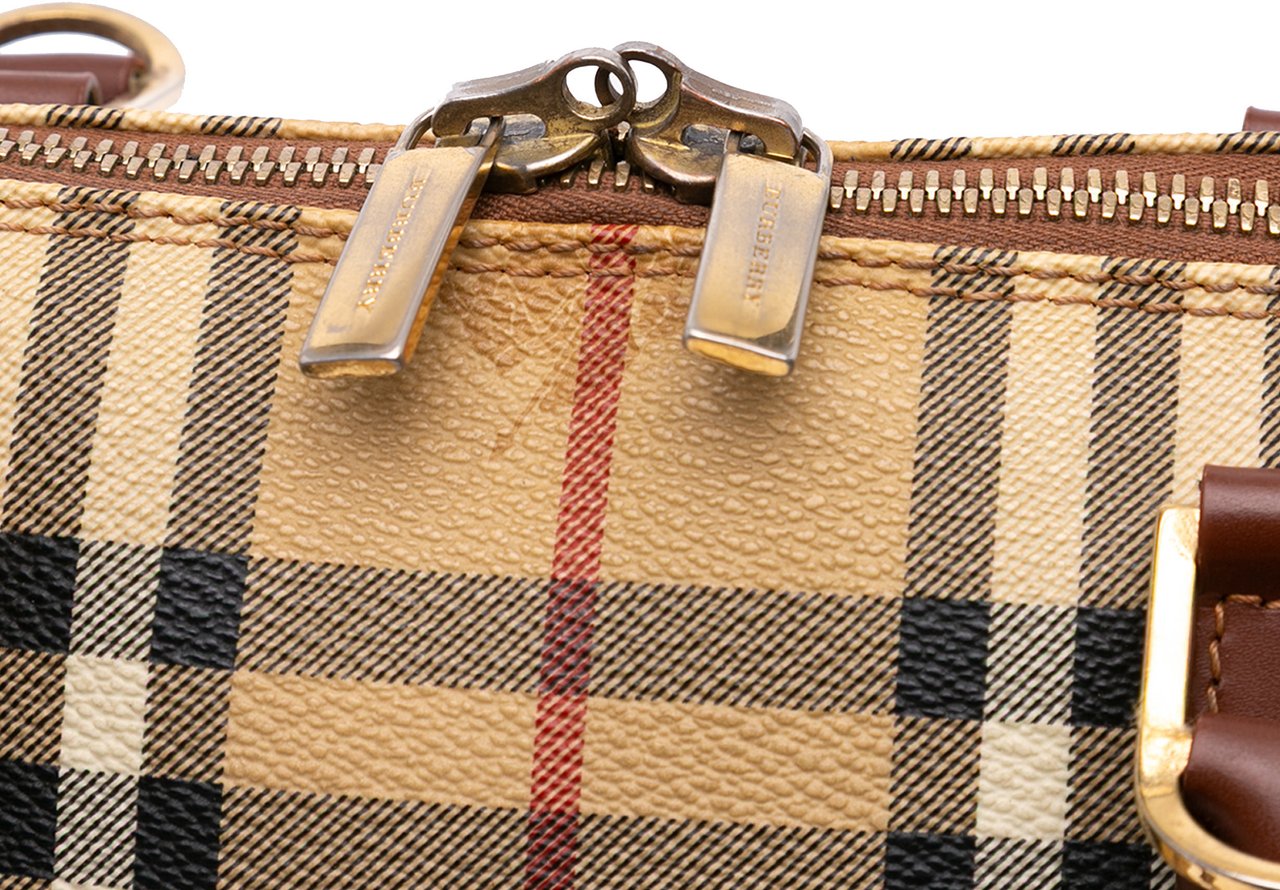 Burberry Haymarket Check Coated Canvas Handbag Bruin