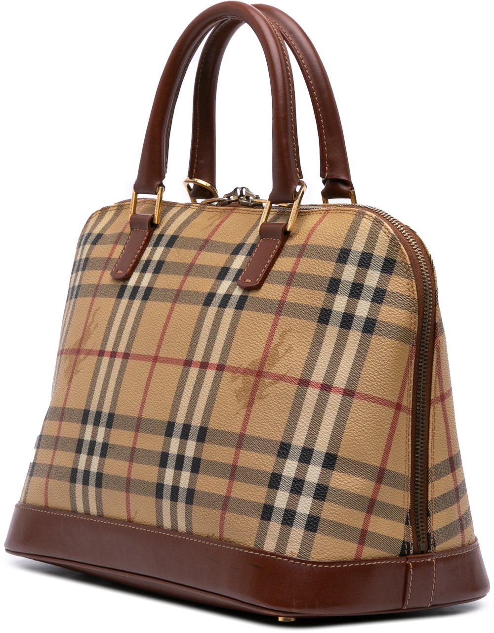 Burberry Haymarket Check Coated Canvas Handbag Bruin