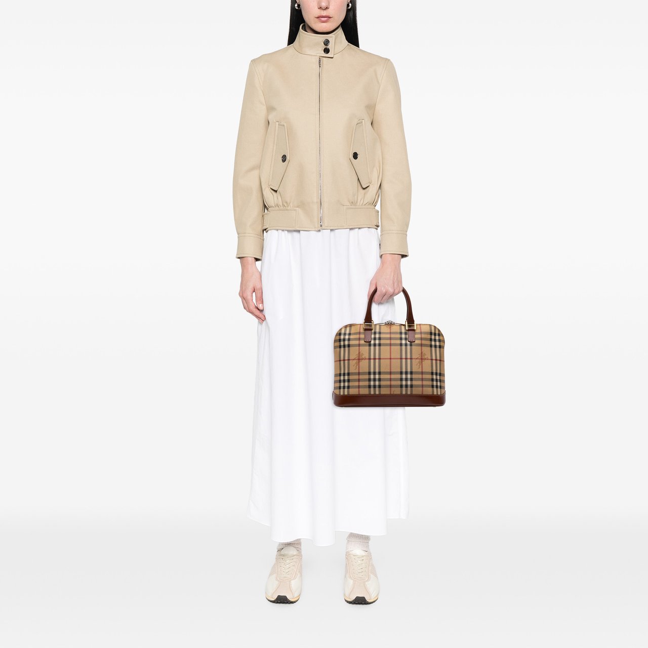 Burberry Haymarket Check Coated Canvas Handbag Bruin