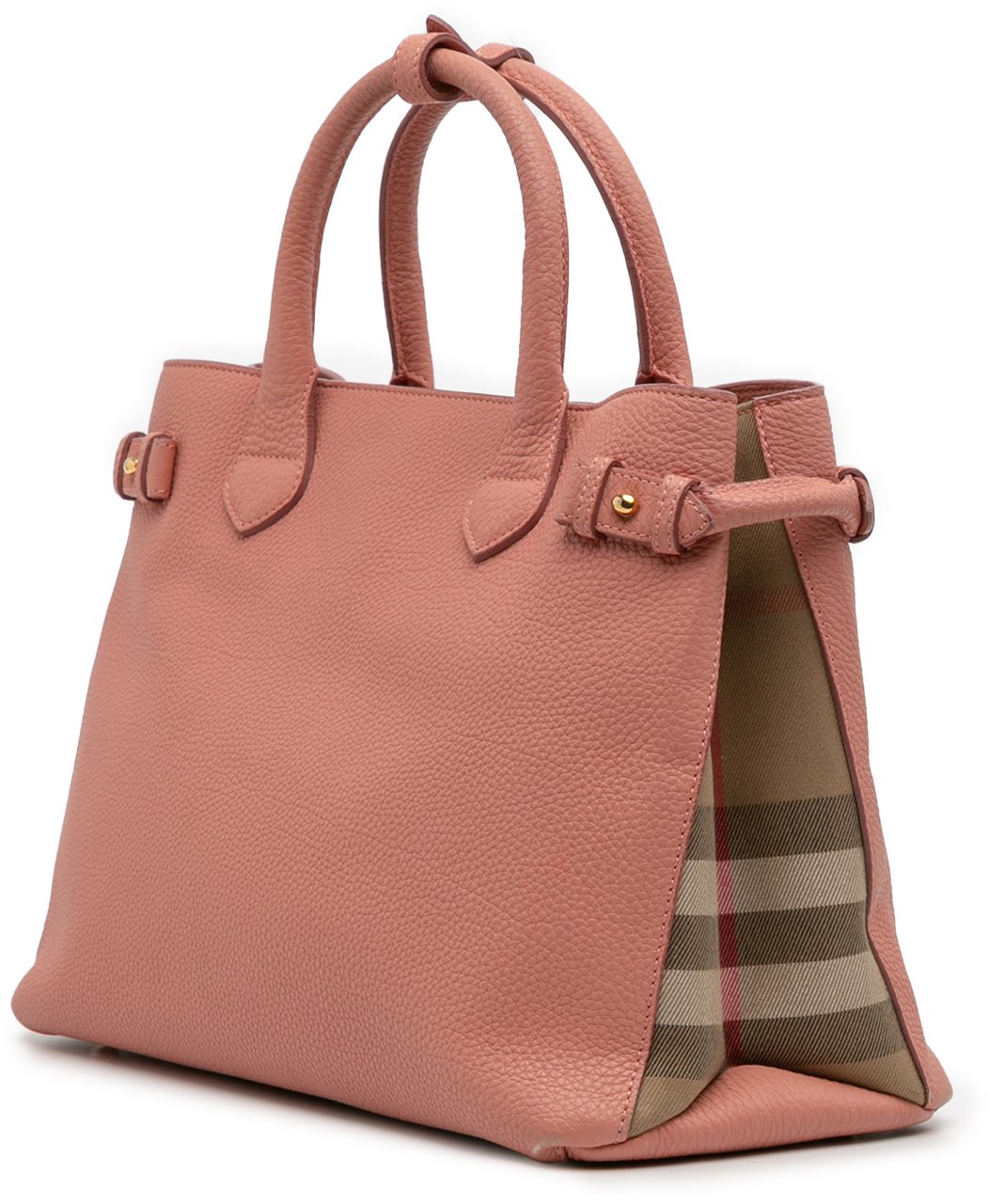 Burberry Medium Leather and House Check Banner Satchel Roze