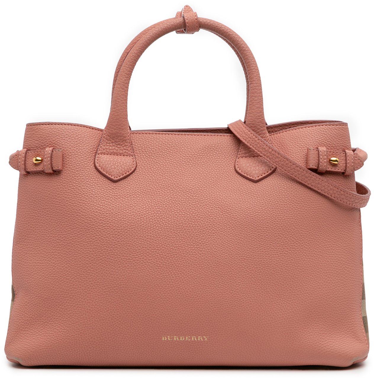 Burberry Medium Leather and House Check Banner Satchel Roze