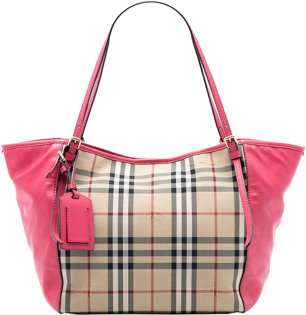 Burberry Small Haymarket Check Canvas and Leather Canterbury Tote Bruin