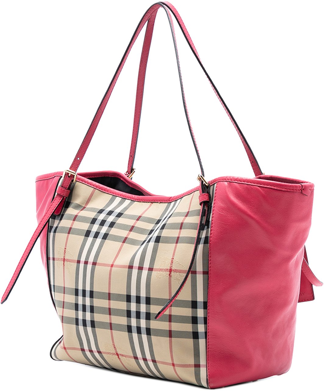 Burberry Small Haymarket Check Canvas and Leather Canterbury Tote Bruin