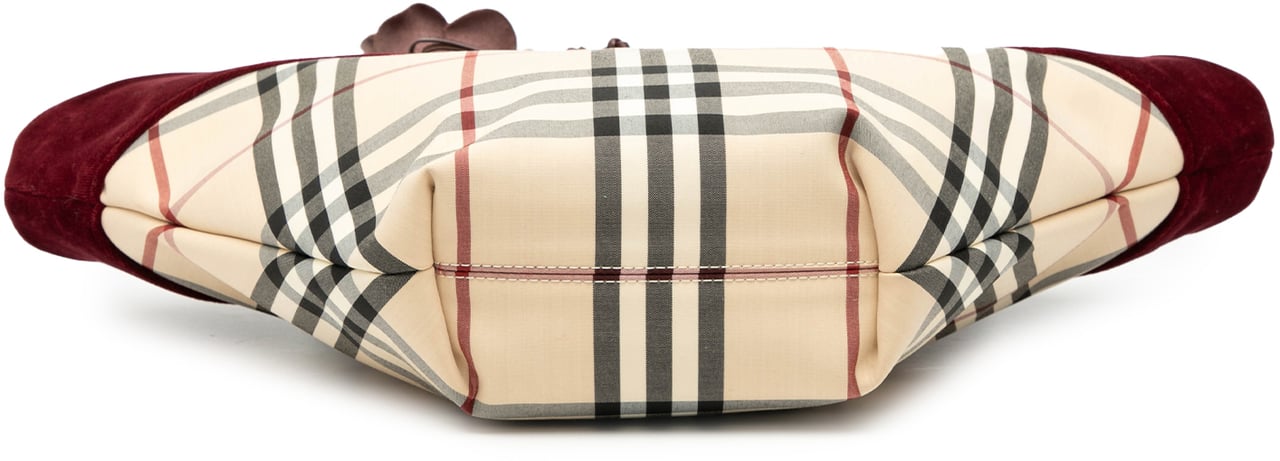 Burberry Velvet Trimmed House Check Canvas Tote Bruin