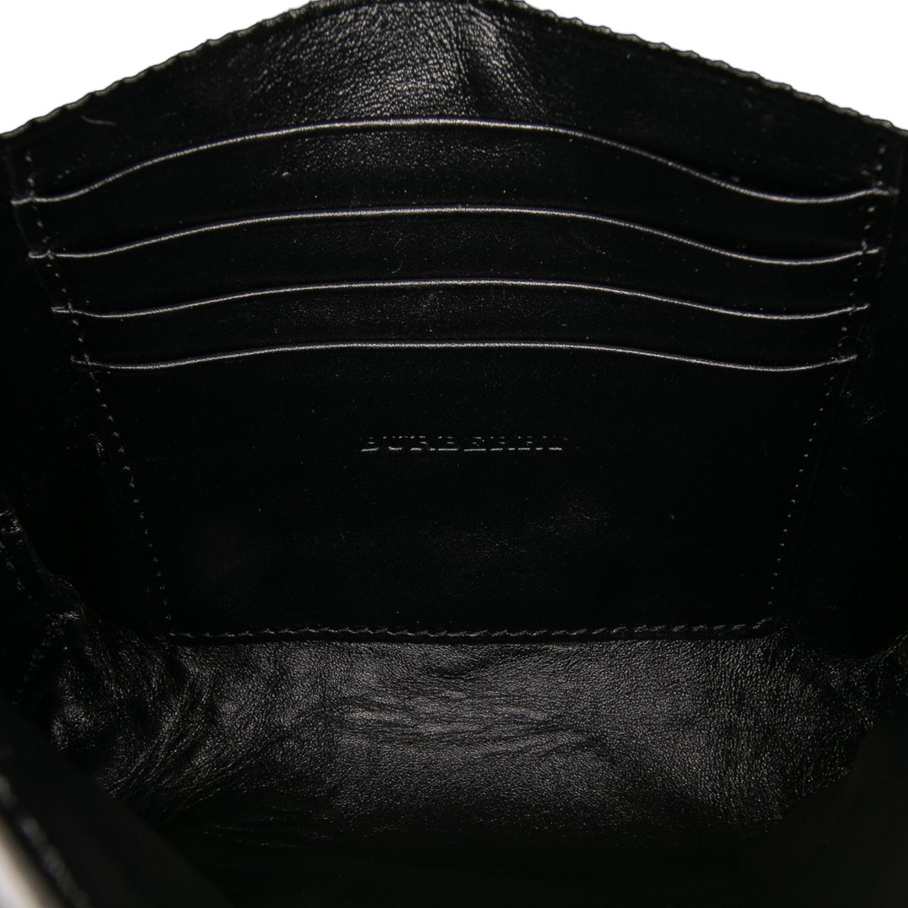 Burberry Embossed Grain Check Leather Langley Crossbody Zwart