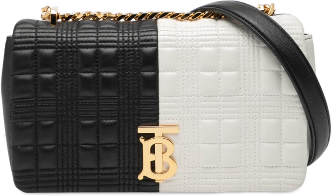 Burberry Small Bicolor Quilted Lambskin Lola Crossbody Zwart