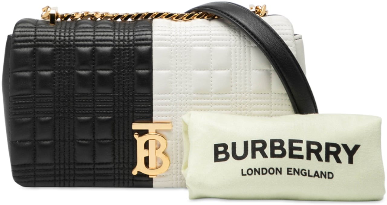 Burberry Small Bicolor Quilted Lambskin Lola Crossbody Zwart