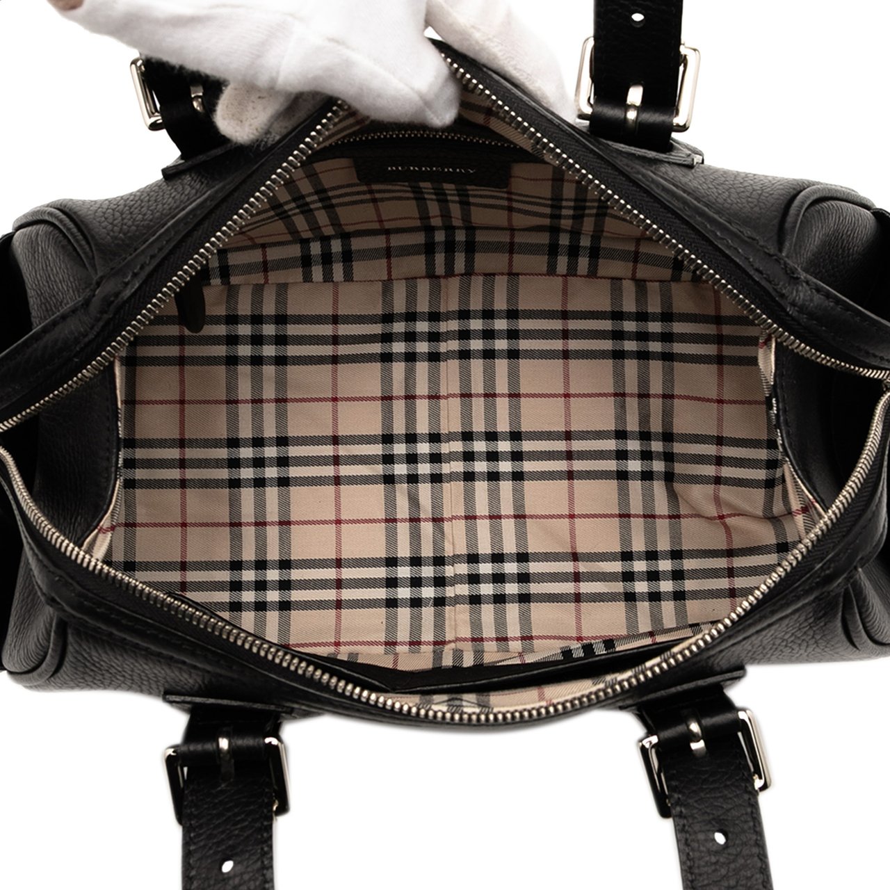 Burberry Leather Boston Bag Zwart