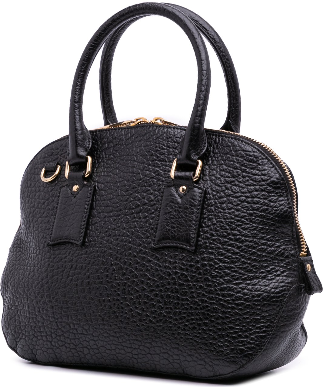 Burberry Small Grained Calfskin Heritage Orchard Bowling Bag Zwart