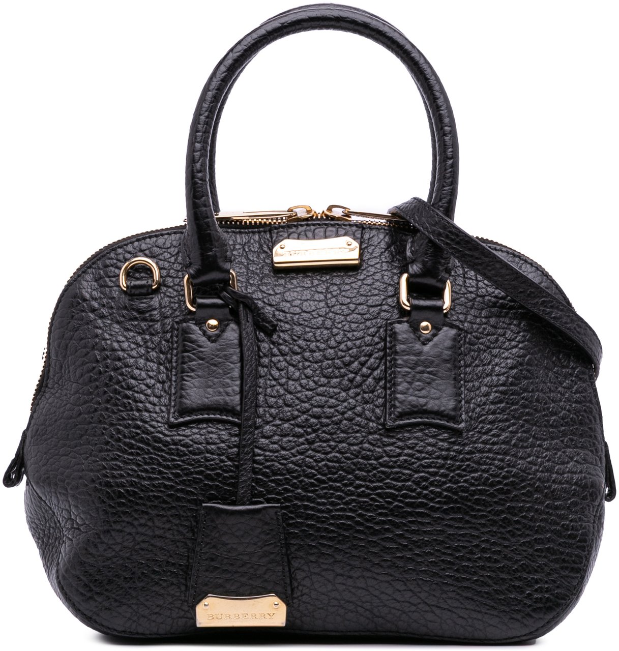 Burberry Small Grained Calfskin Heritage Orchard Bowling Bag Zwart