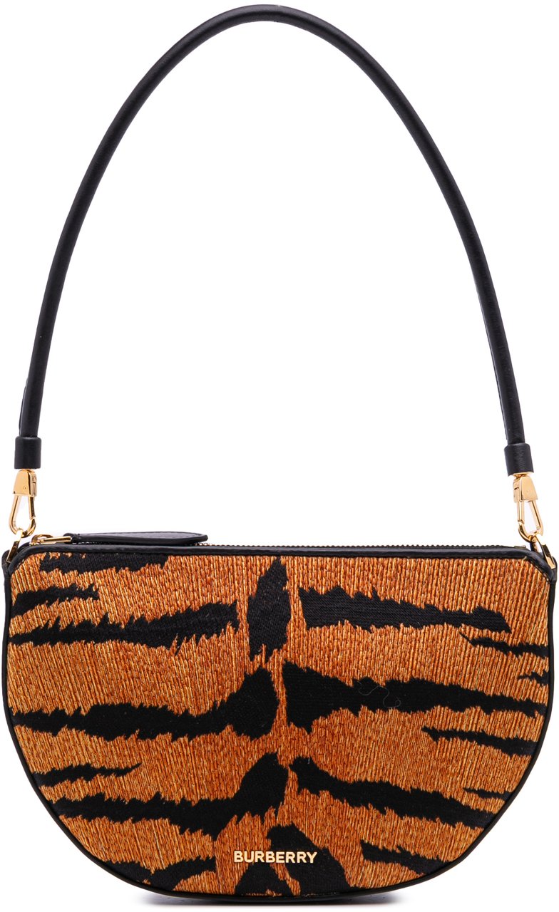 Burberry Mini Canvas Tiger Print Olympia Shoulder Bag Bruin