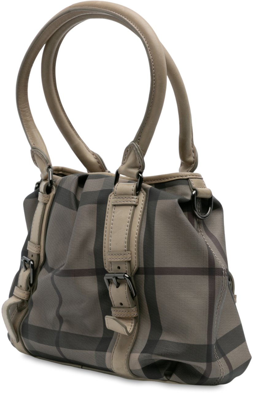 Burberry Smoke Check Coated Canvas Northfield Satchel Bruin
