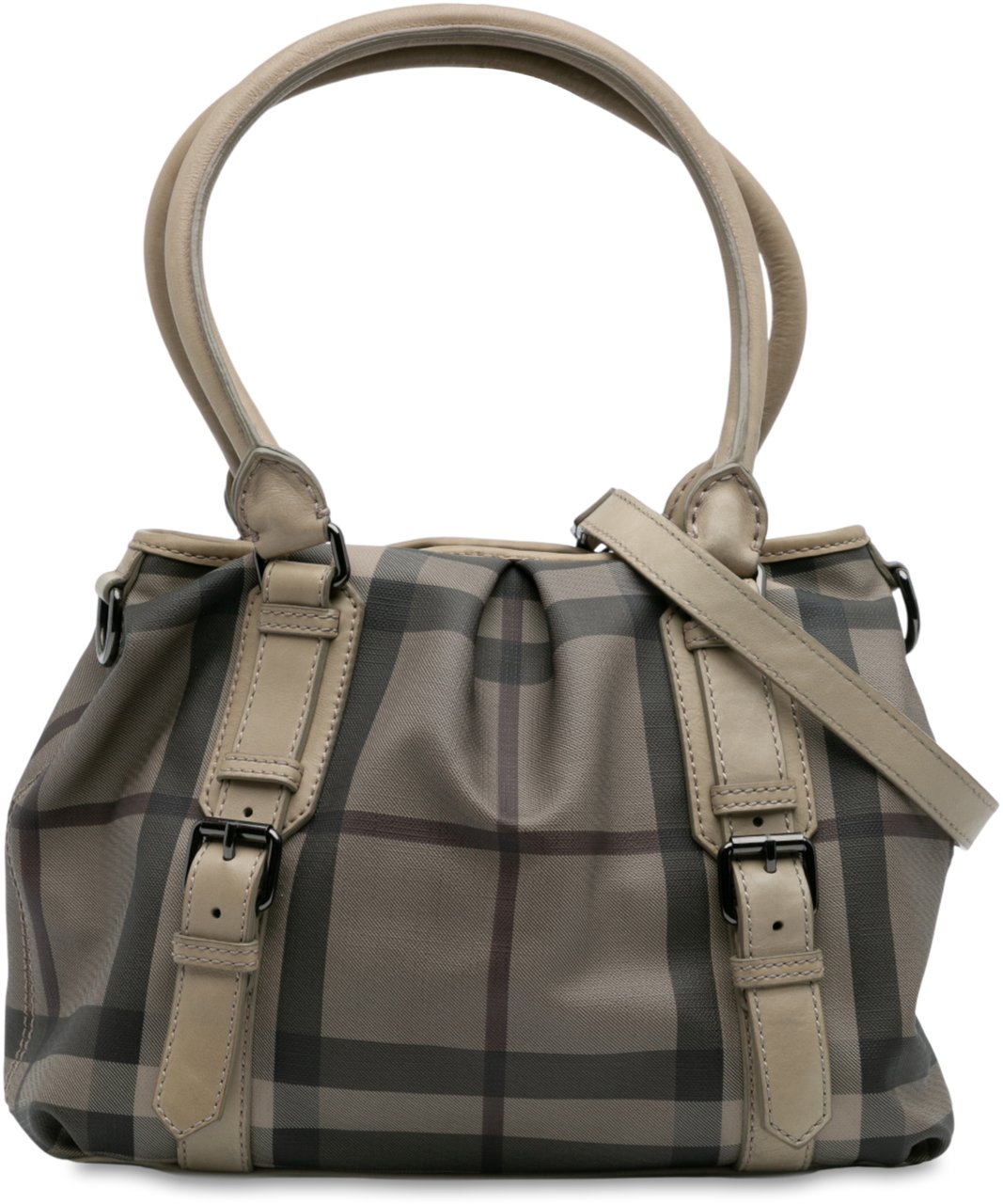 Burberry Smoke Check Coated Canvas Northfield Satchel Bruin