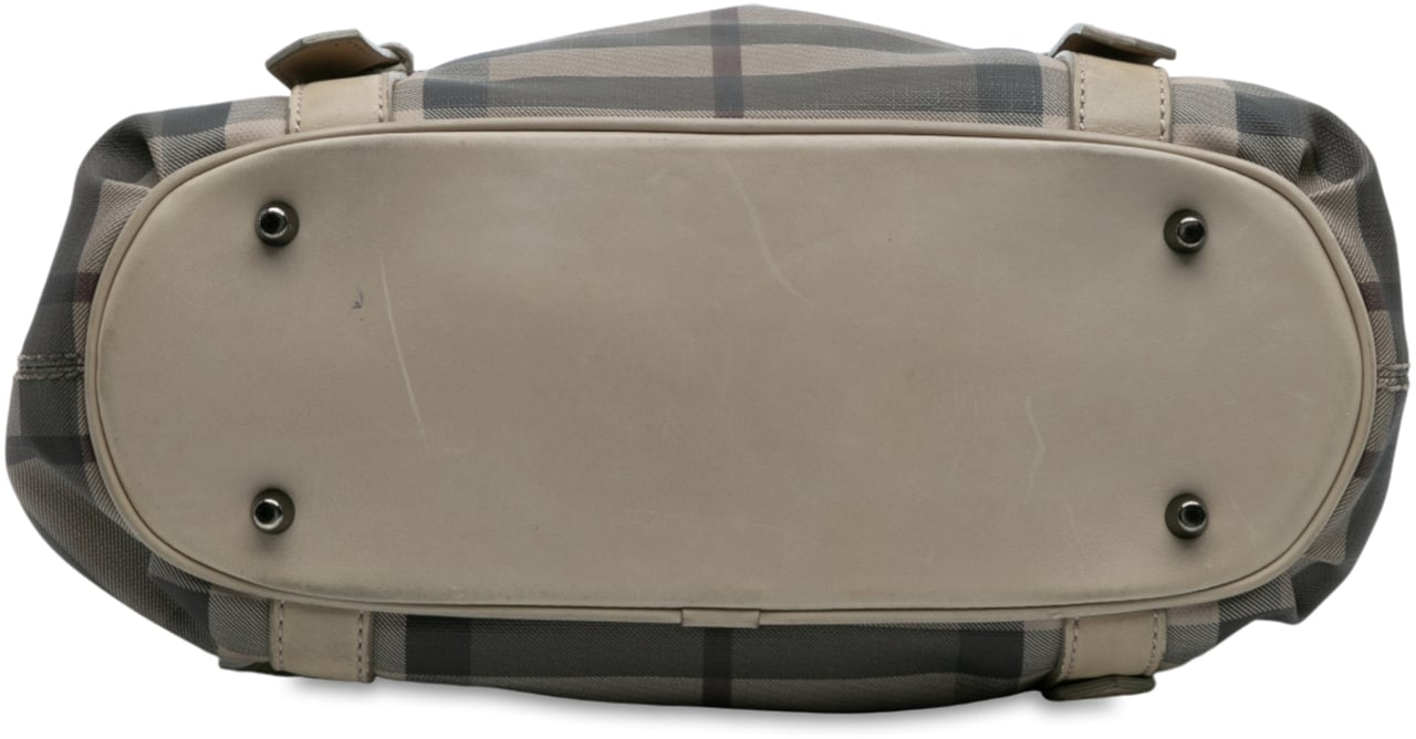 Burberry Smoke Check Coated Canvas Northfield Satchel Bruin