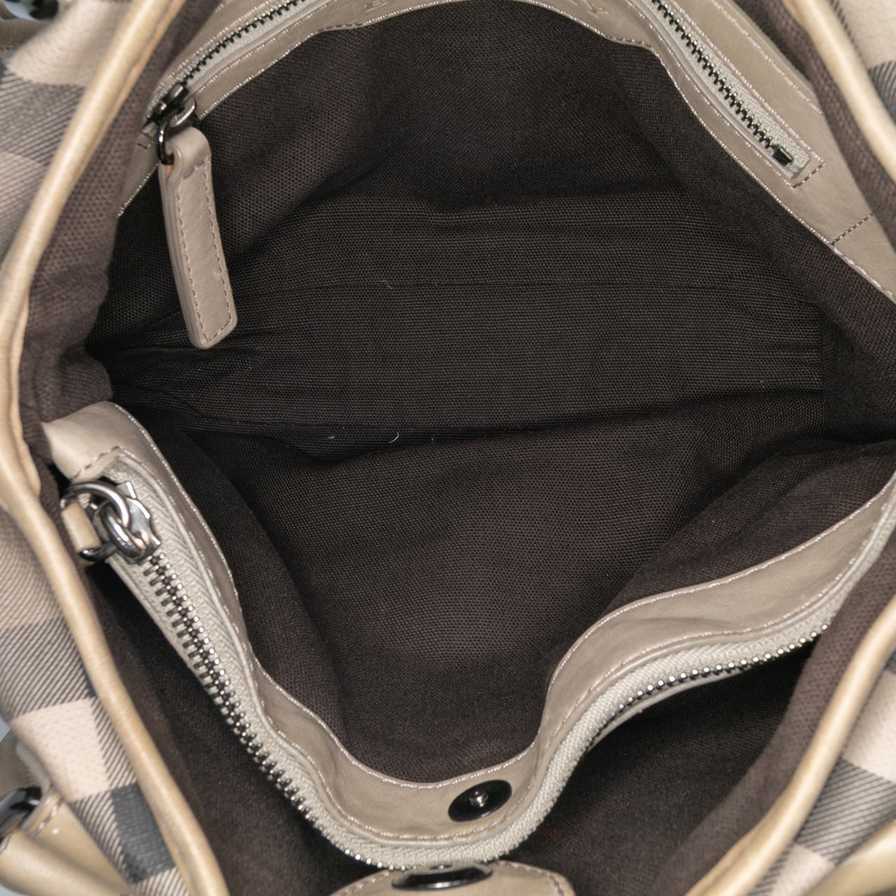 Burberry Smoke Check Coated Canvas Northfield Satchel Bruin