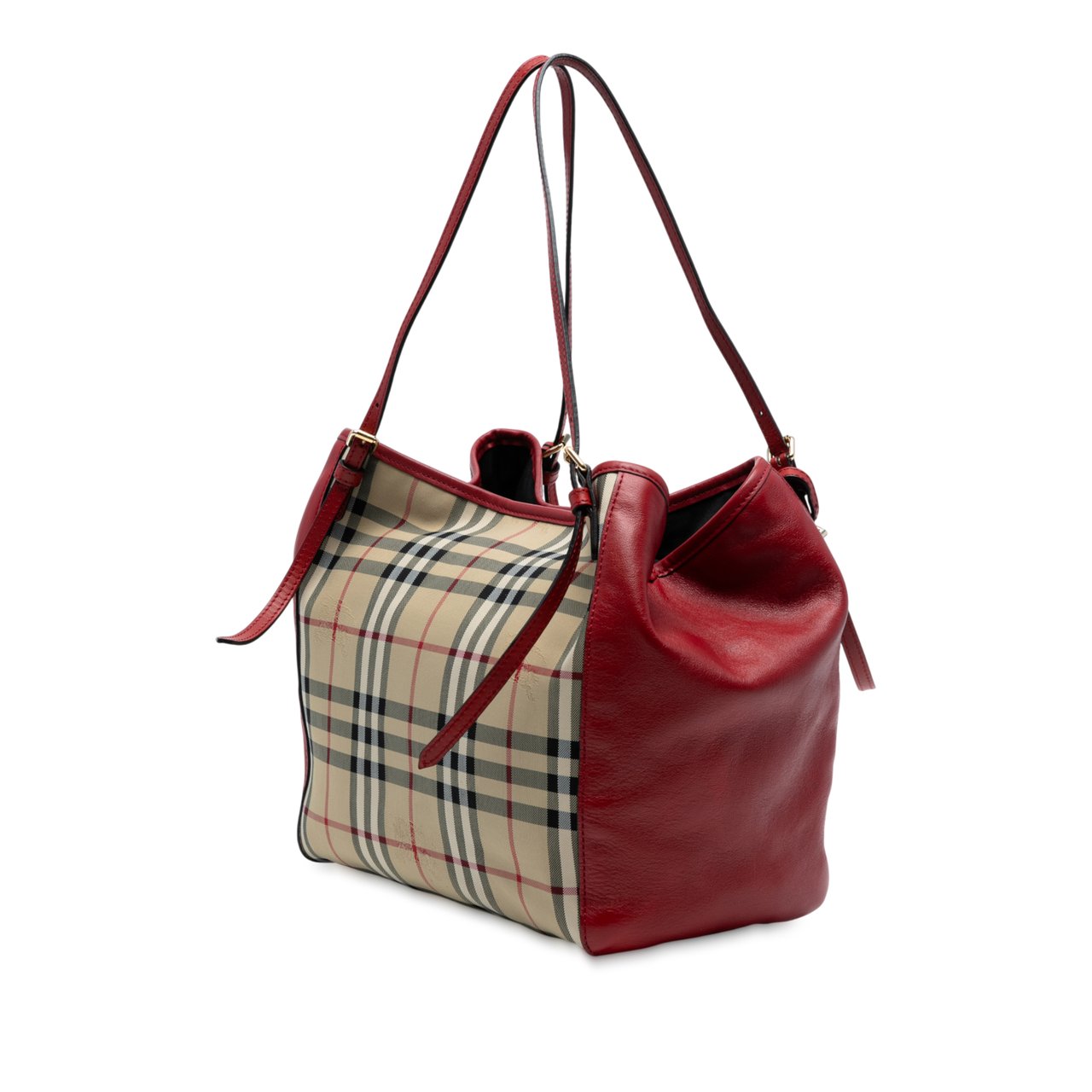 Burberry Small Haymarket Check Canvas and Leather Canterbury Tote Bruin
