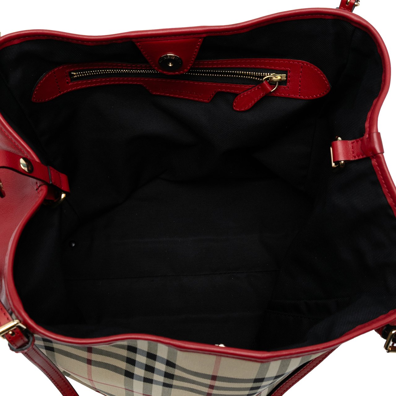 Burberry Small Haymarket Check Canvas and Leather Canterbury Tote Bruin