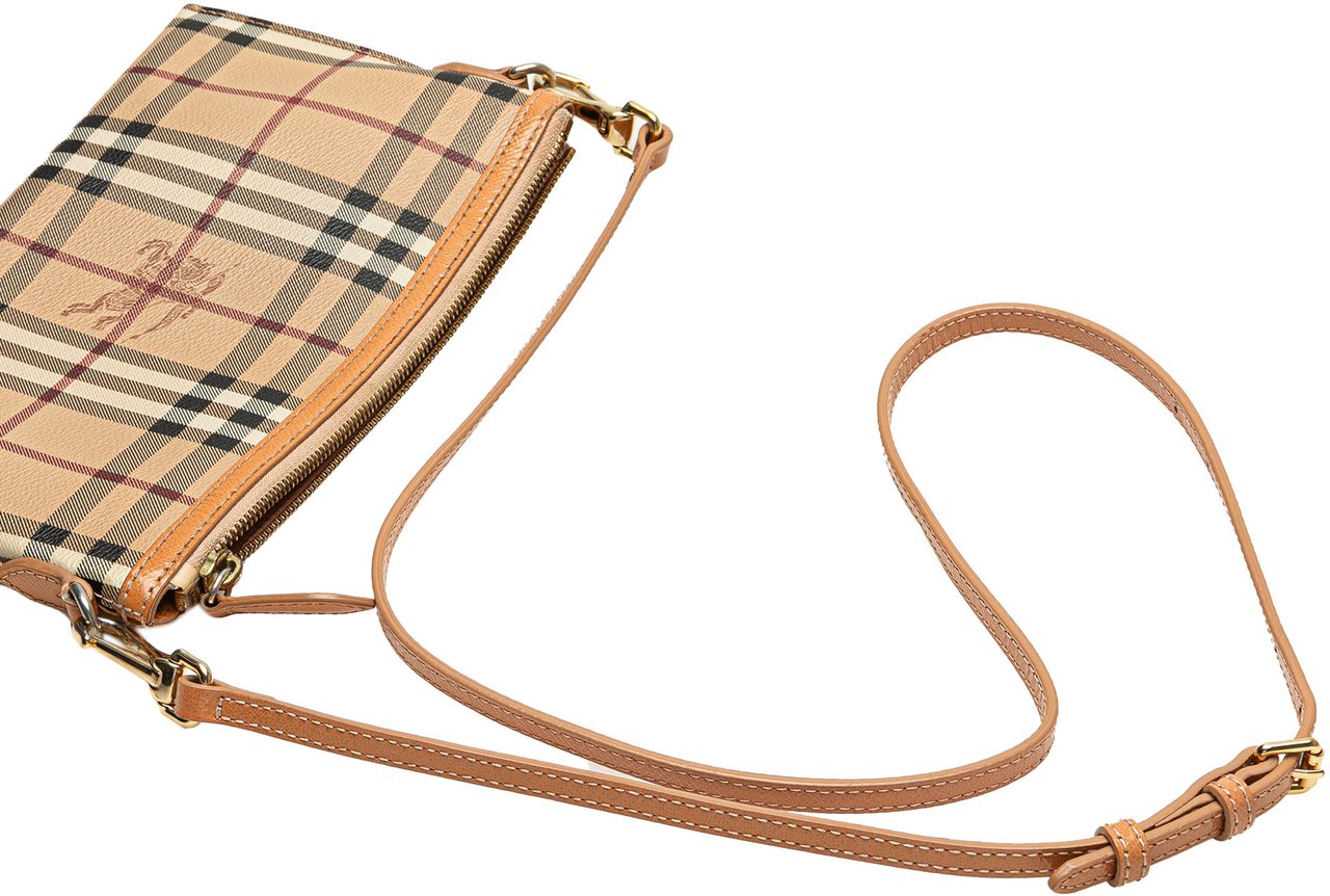 Burberry Haymarket Check Coated Canvas Peyton Crossbody Bruin