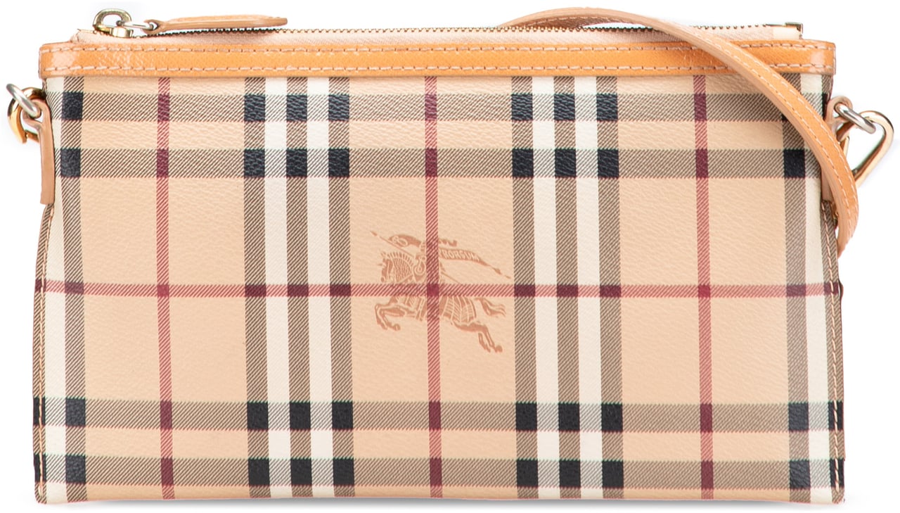 Burberry Haymarket Check Coated Canvas Peyton Crossbody Bruin
