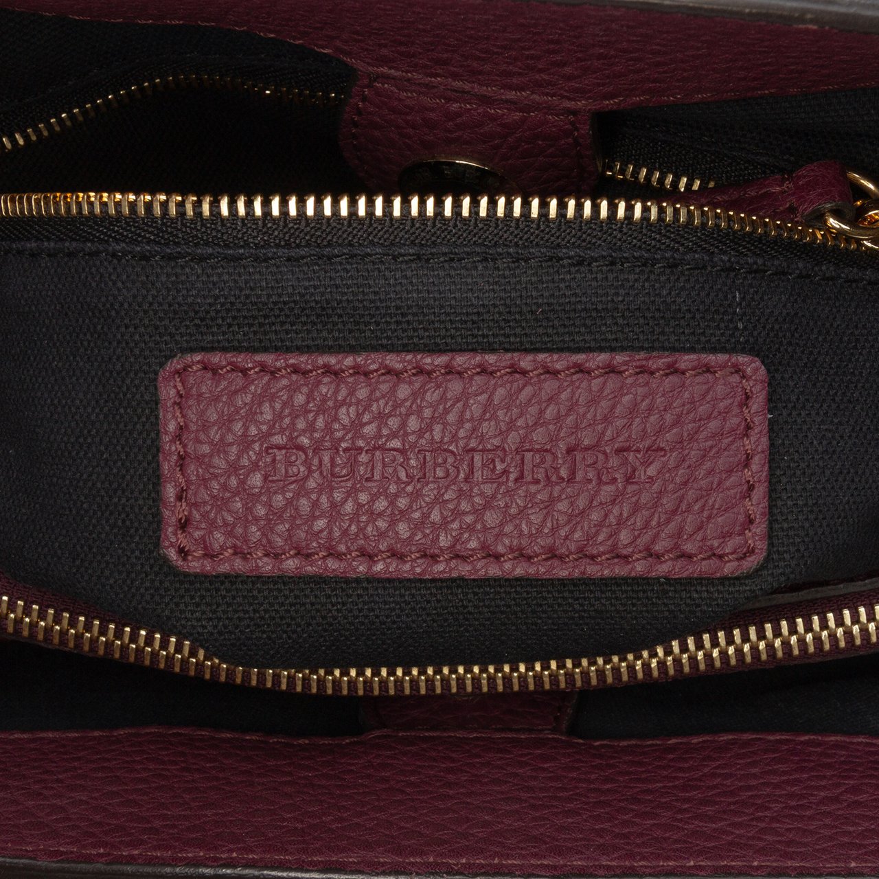 Burberry Medium Leather and House Check Banner Satchel Paars