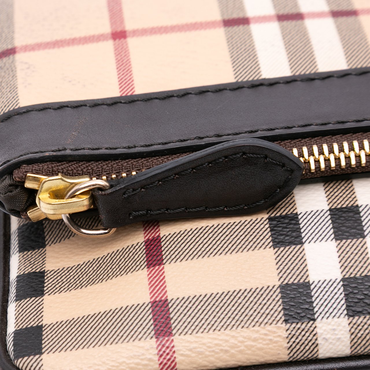 Burberry Haymarket Check Coated Canvas Adeline Fold over Clutch Bruin
