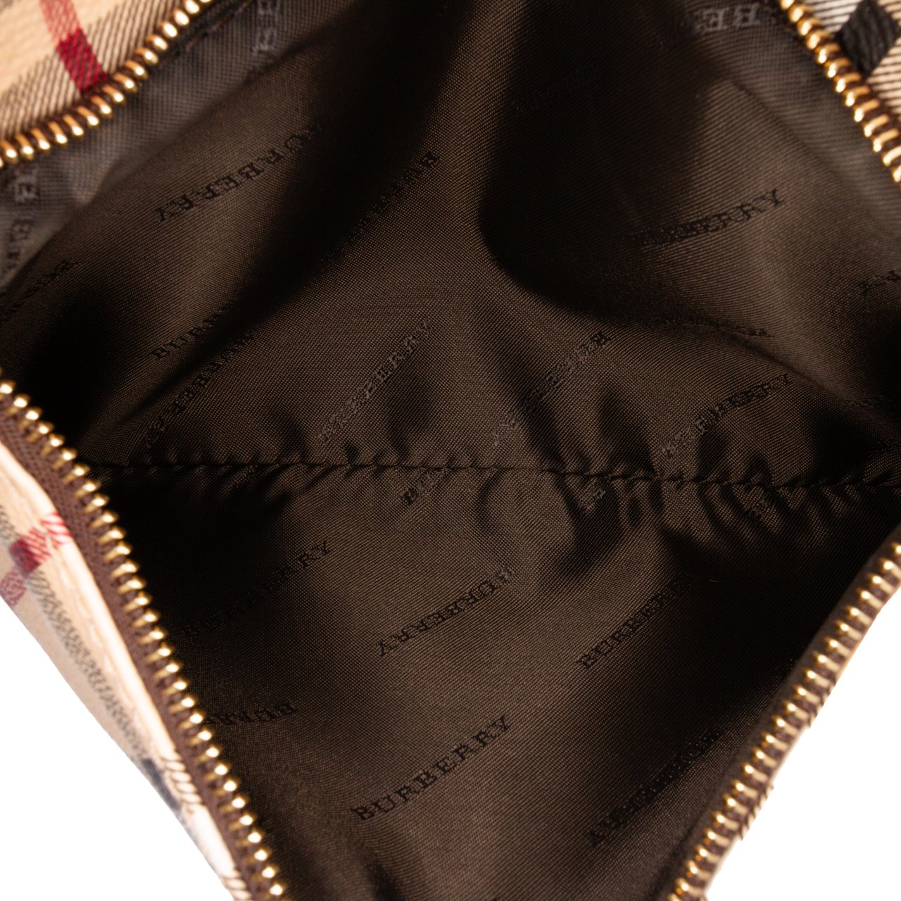 Burberry Haymarket Check Coated Canvas Adeline Fold over Clutch Bruin
