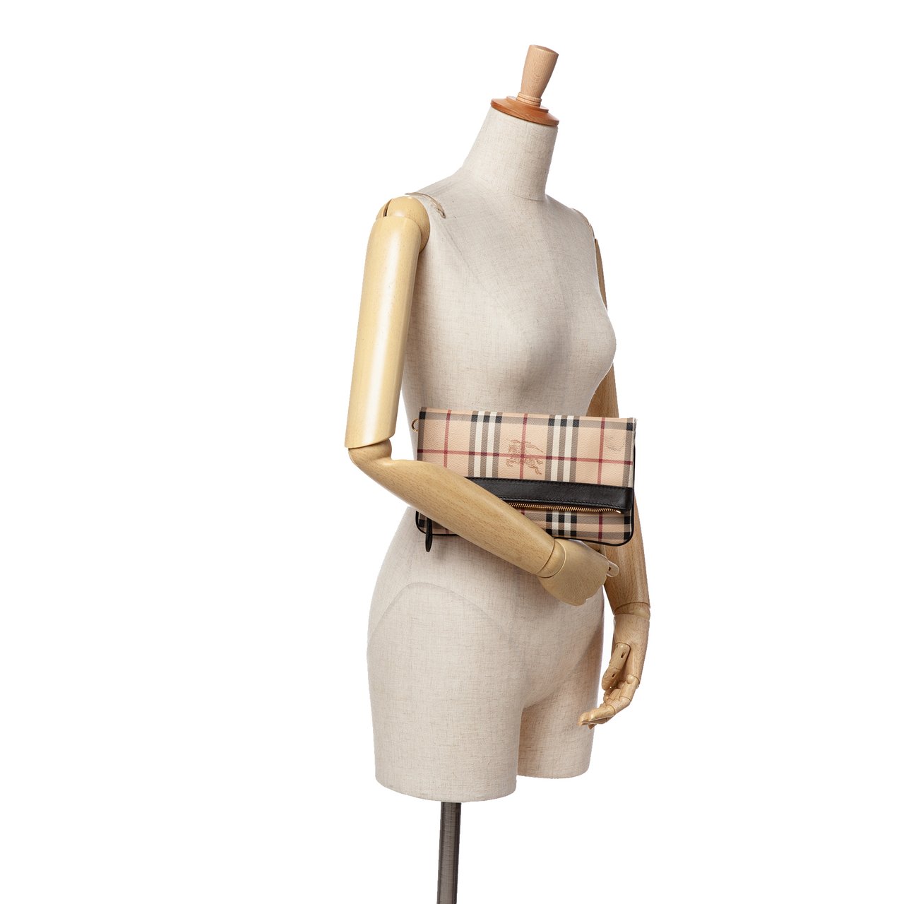Burberry Haymarket Check Coated Canvas Adeline Fold over Clutch Bruin