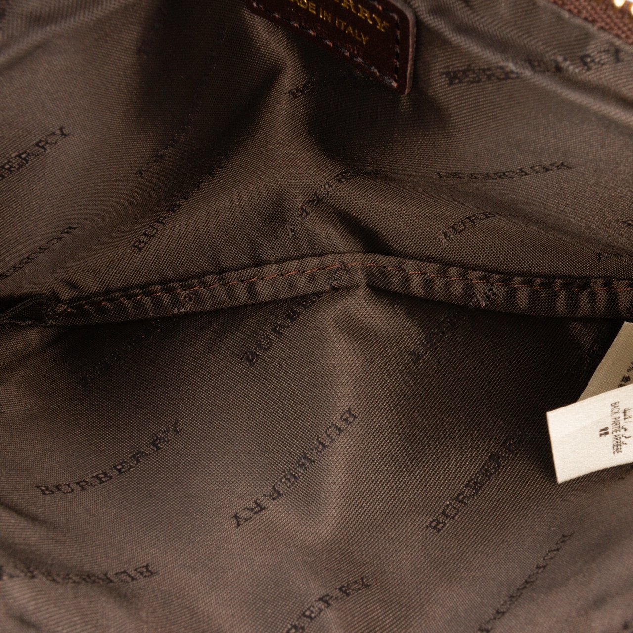 Burberry Haymarket Check Coated Canvas Adeline Fold over Clutch Bruin
