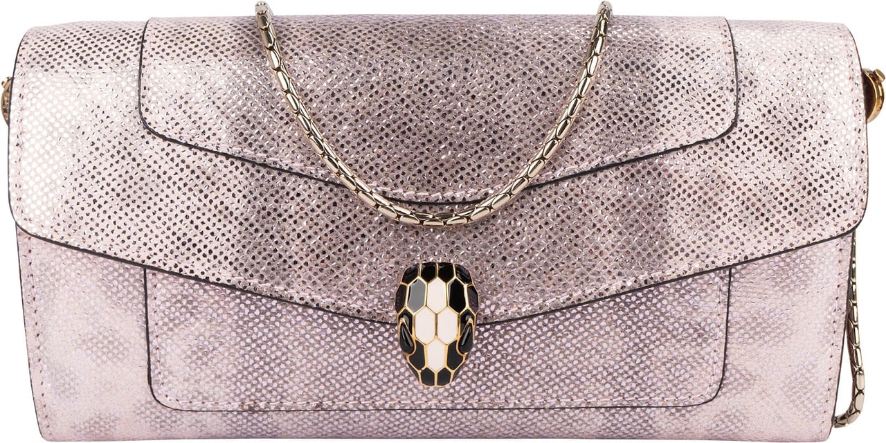 Bvlgari Metallic Serpenti Forever Wallet On Chain Crossbody Bag Roze