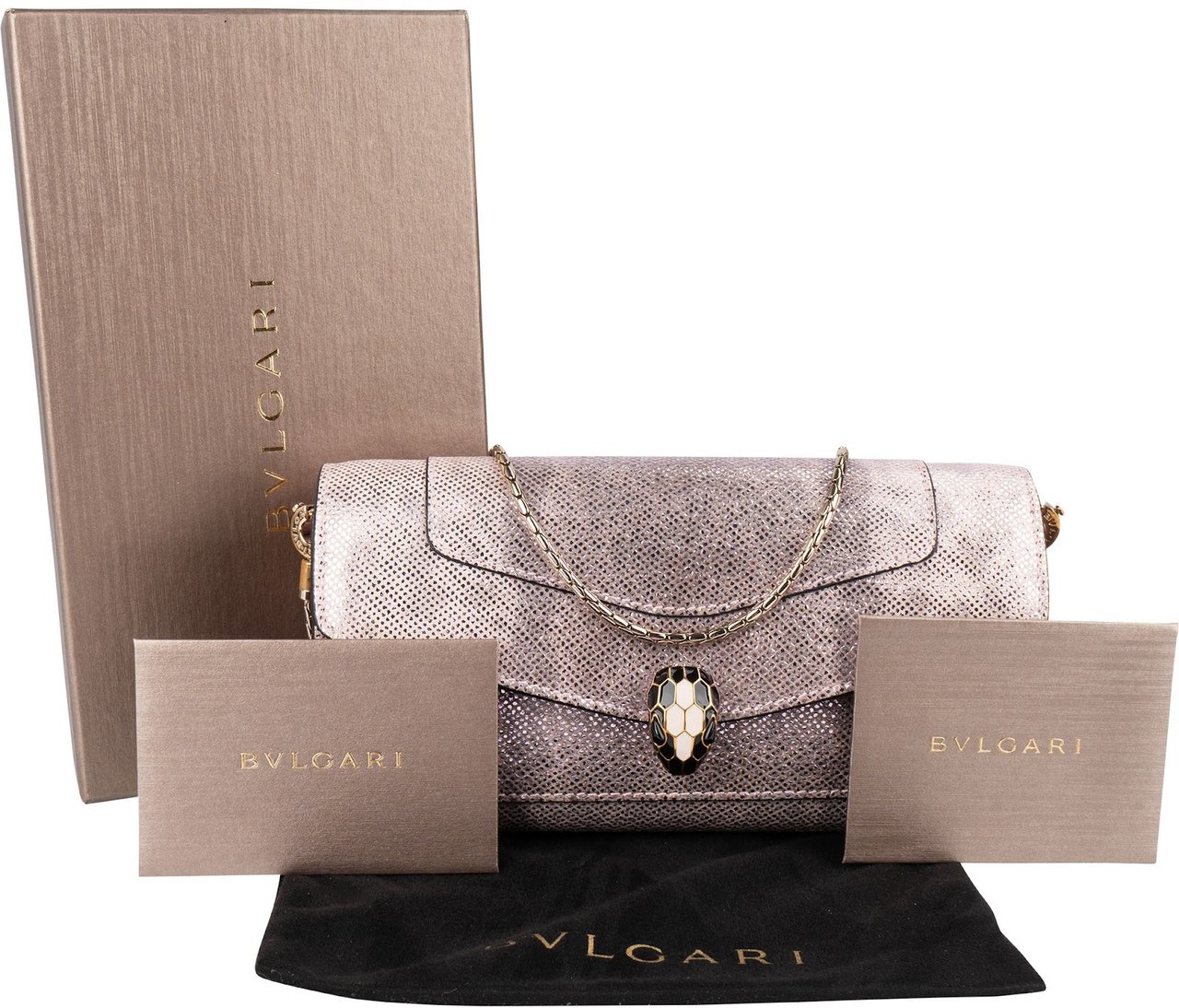 Bvlgari Metallic Serpenti Forever Wallet On Chain Crossbody Bag Roze