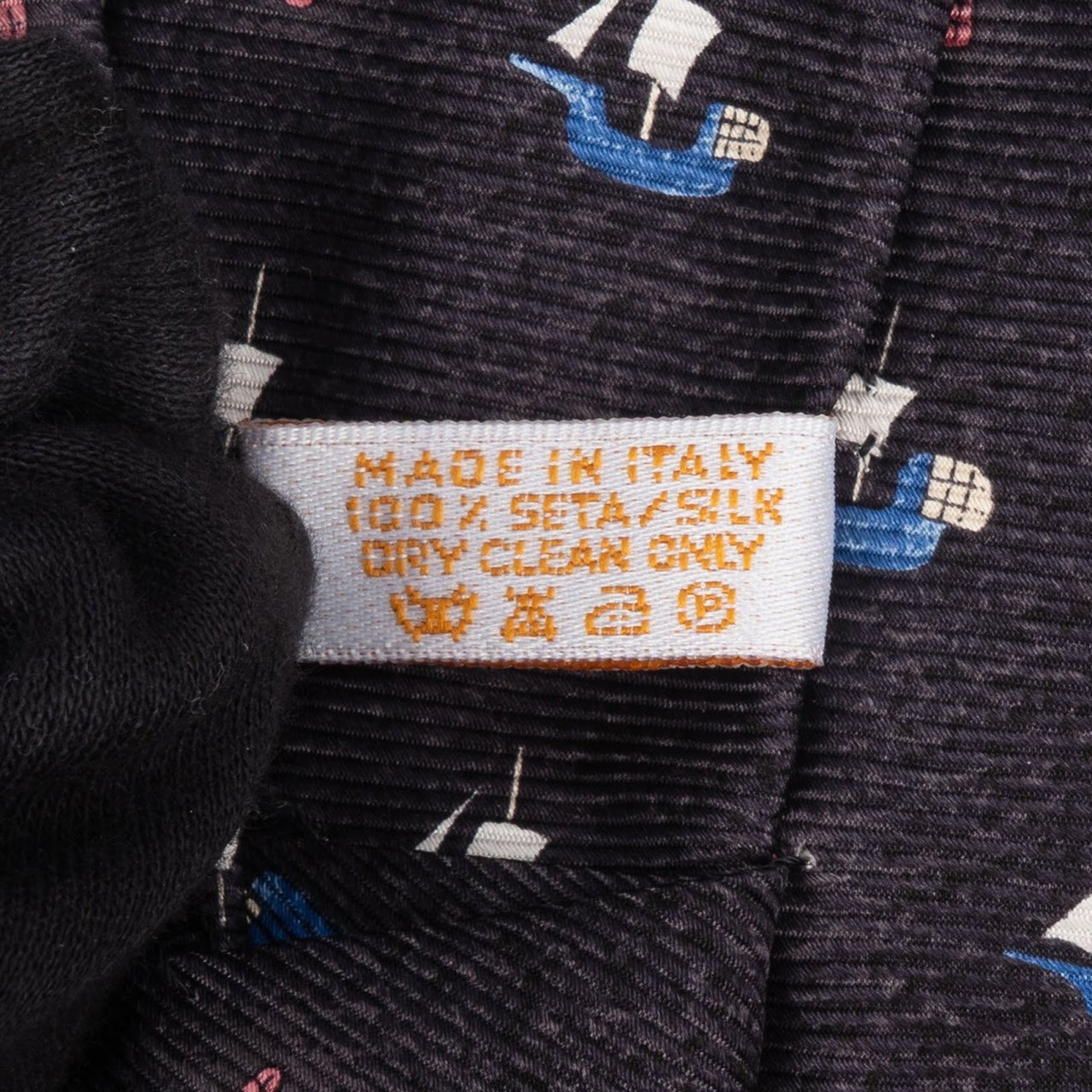 Bvlgari Bvlgari Sailboat Lighthouse Pattern Silk Tie Krawatte Navy
