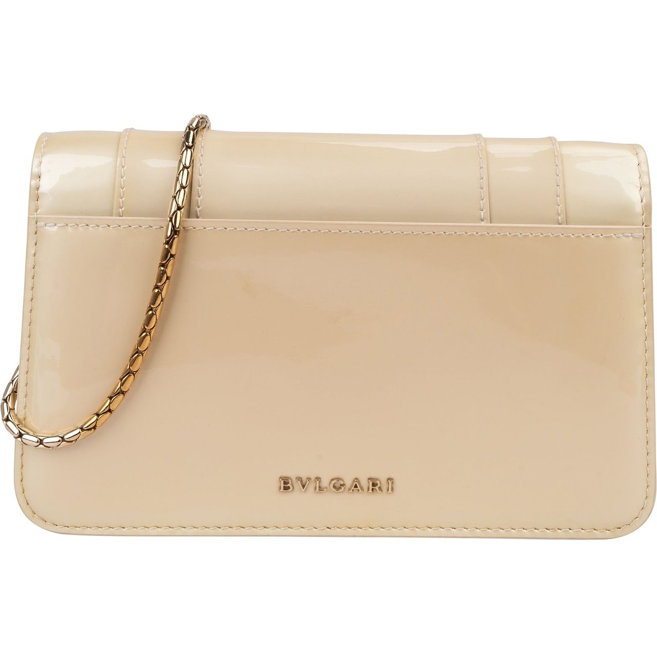 Bvlgari Patent Leather Serpenti Forever Shoulder Crossbody Bag Beige