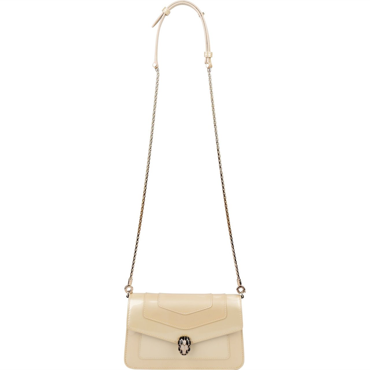 Bvlgari Patent Leather Serpenti Forever Shoulder Crossbody Bag Beige