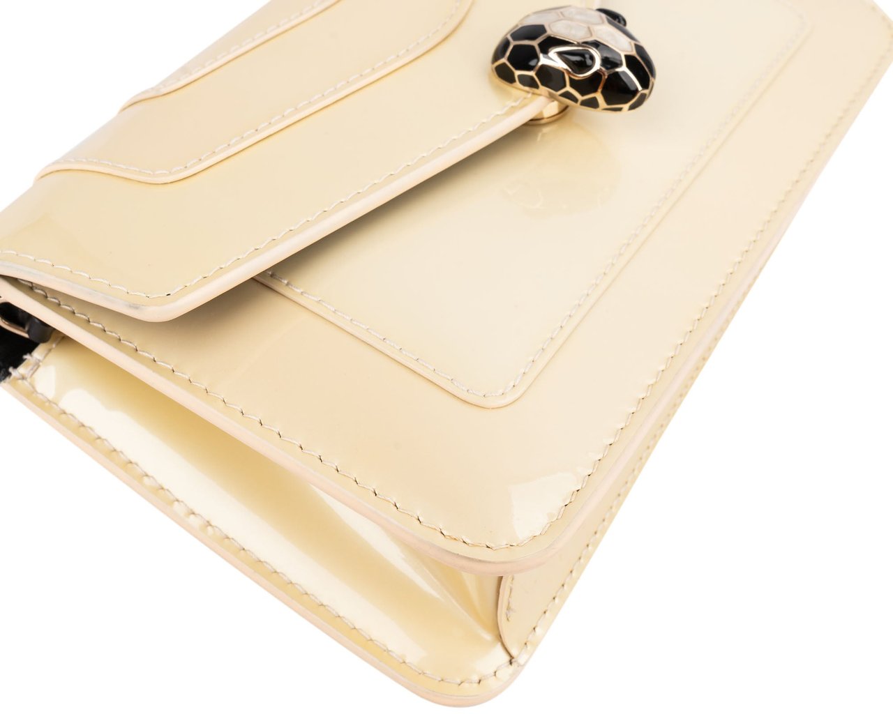 Bvlgari Patent Leather Serpenti Forever Shoulder Crossbody Bag Beige