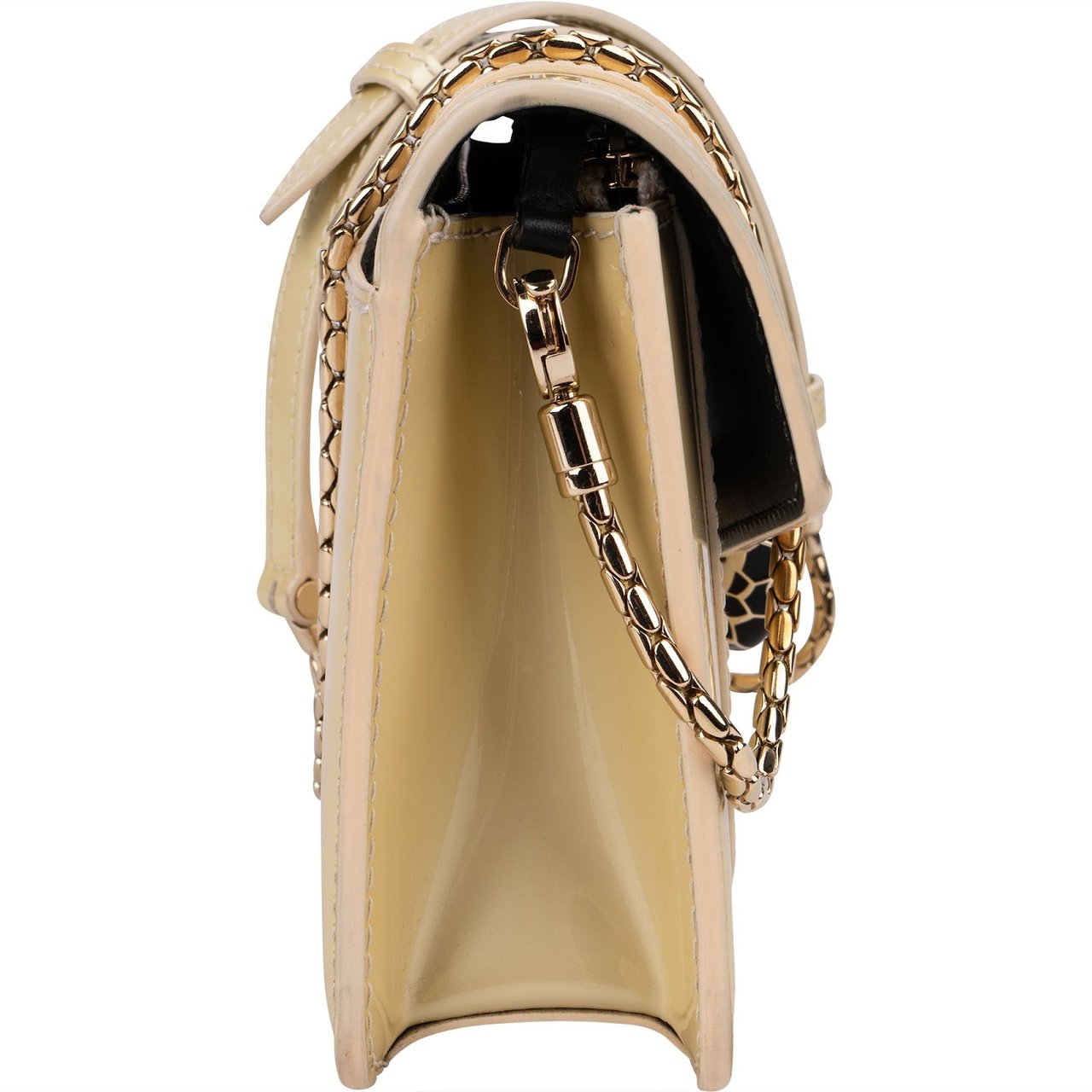 Bvlgari Patent Leather Serpenti Forever Shoulder Crossbody Bag Beige