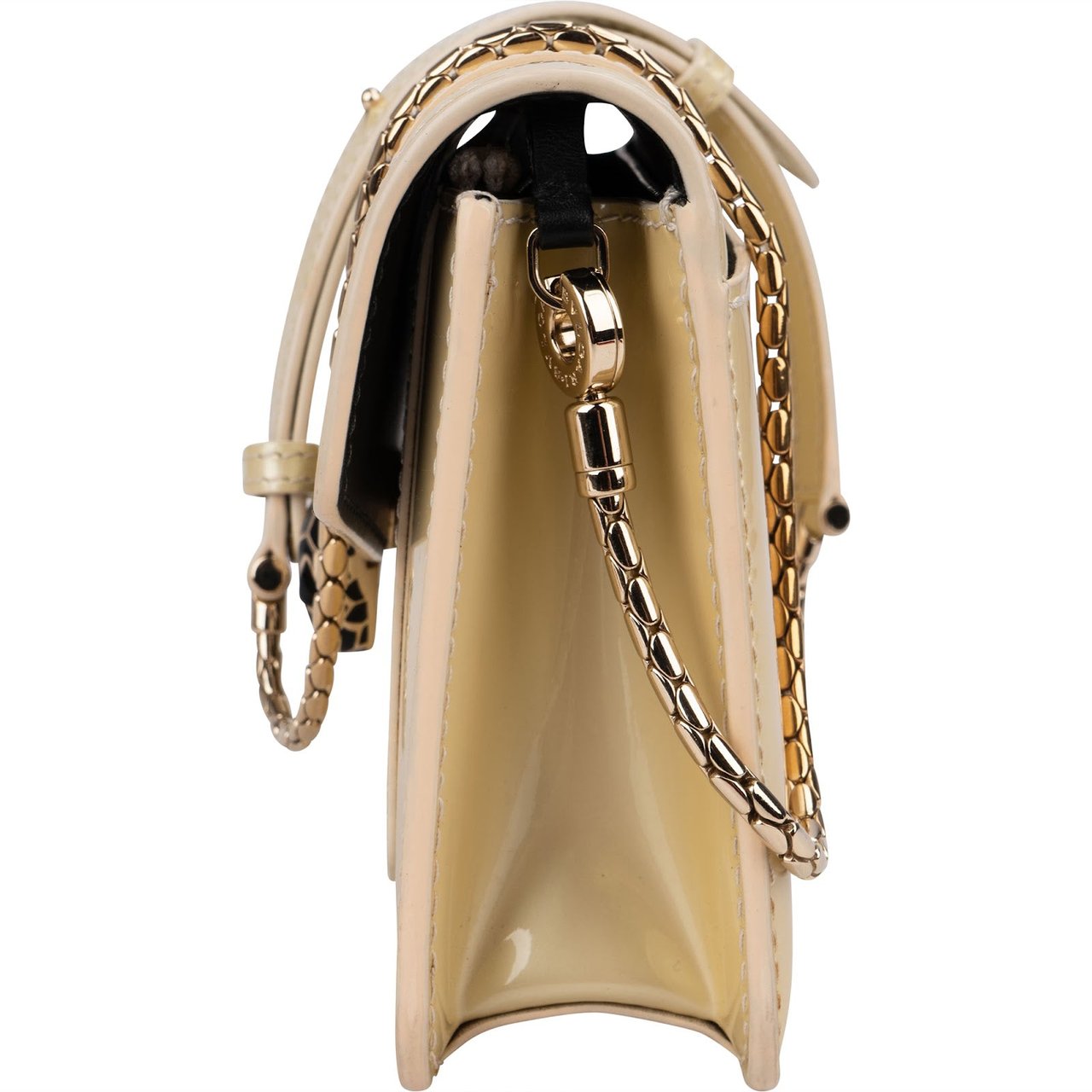 Bvlgari Patent Leather Serpenti Forever Shoulder Crossbody Bag Beige