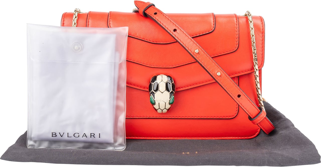 Bvlgari Bvlgari Red Leather Serpenti Forever Crossbody Bag Rood