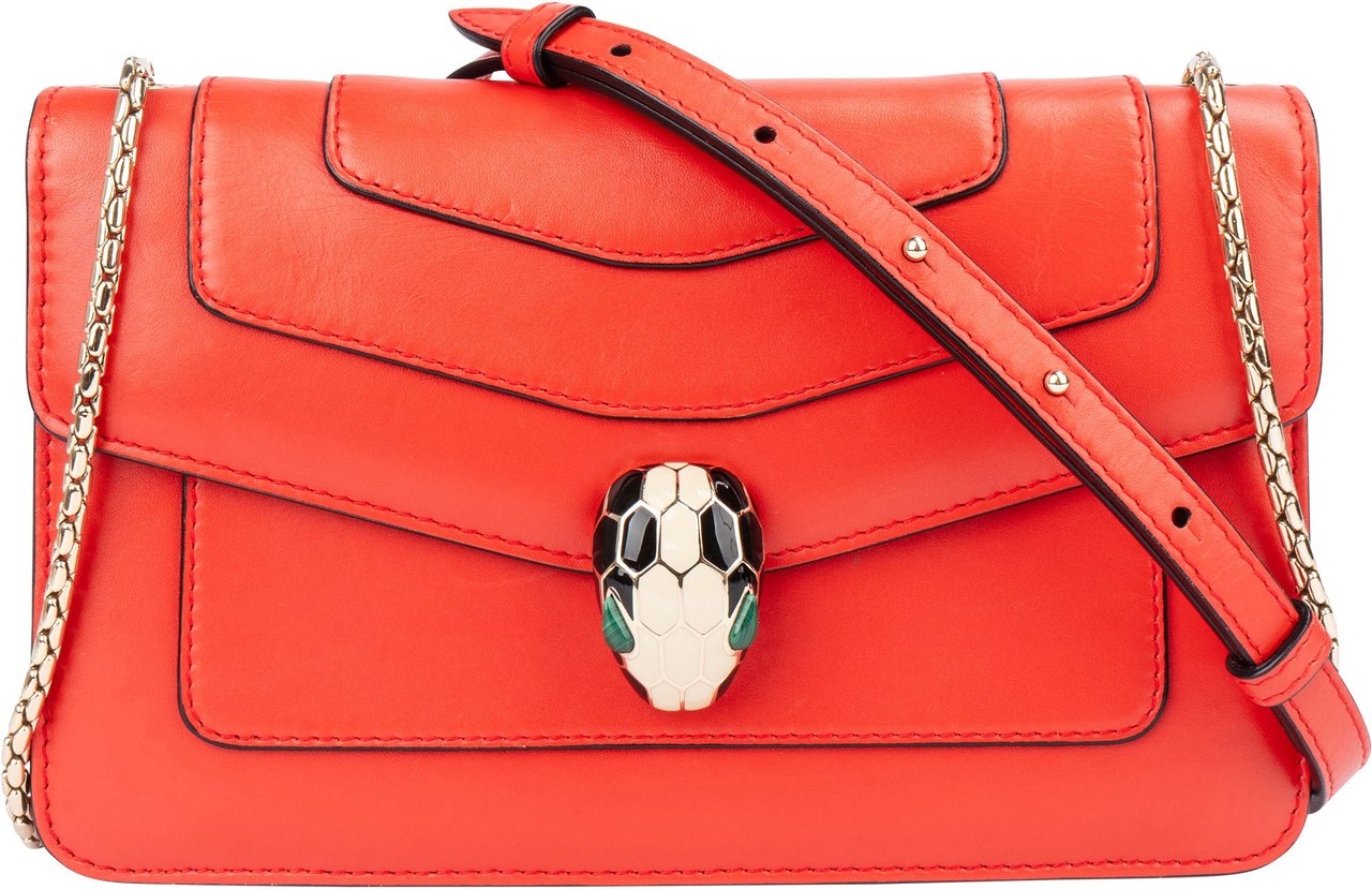 Bvlgari Bvlgari Red Leather Serpenti Forever Crossbody Bag Rood