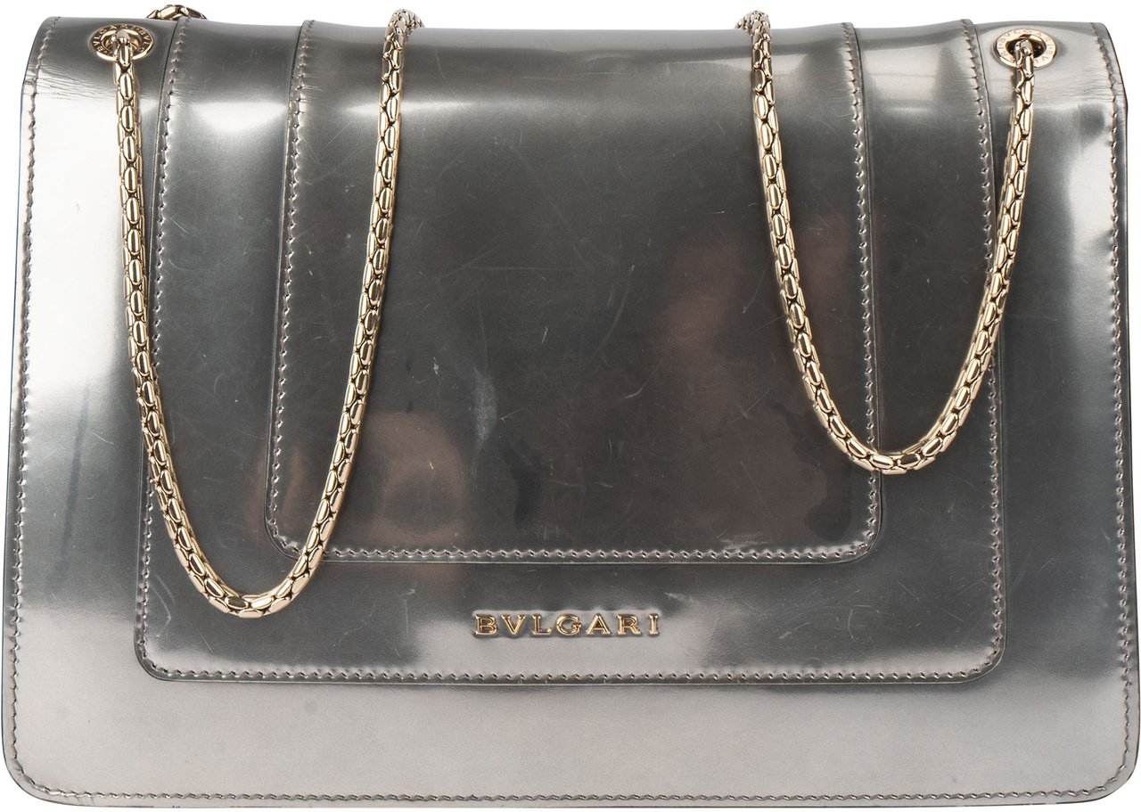 Bvlgari Bvlgari Silver Patent Serpenti Forever Shoulder Bag Zilver