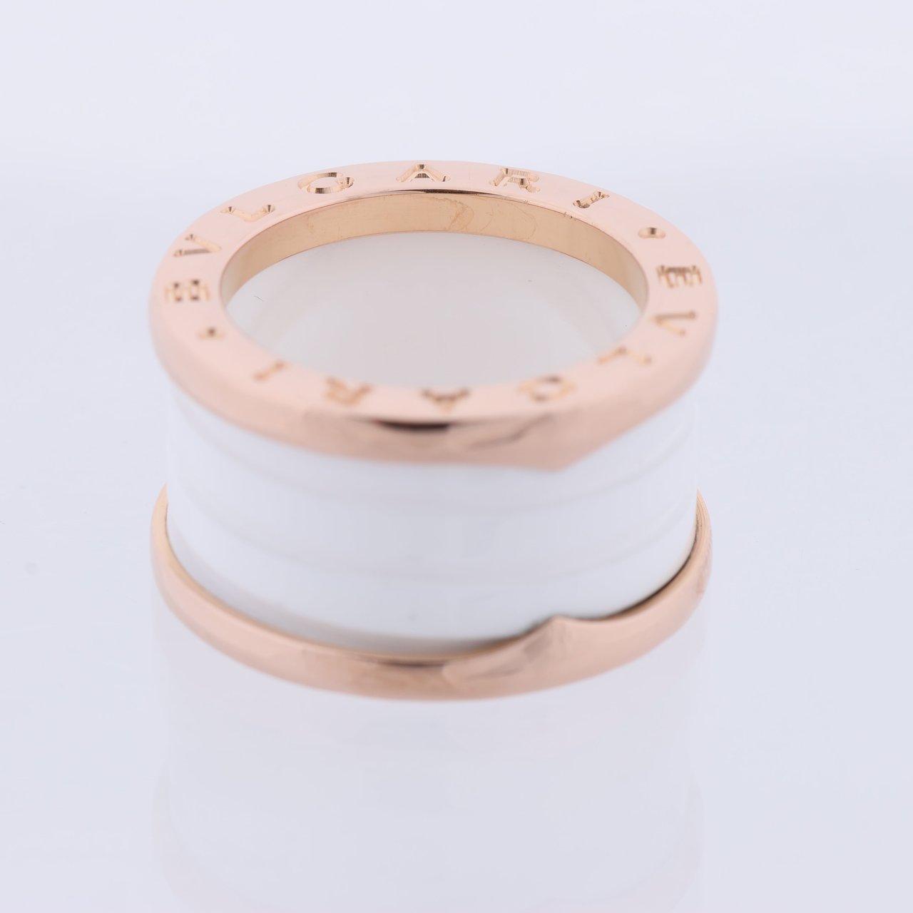 Bvlgari Bvlgari B.Zero1 Ring in 750 Pink Gold and White Ceramic (9.4g, Size 49) Goud