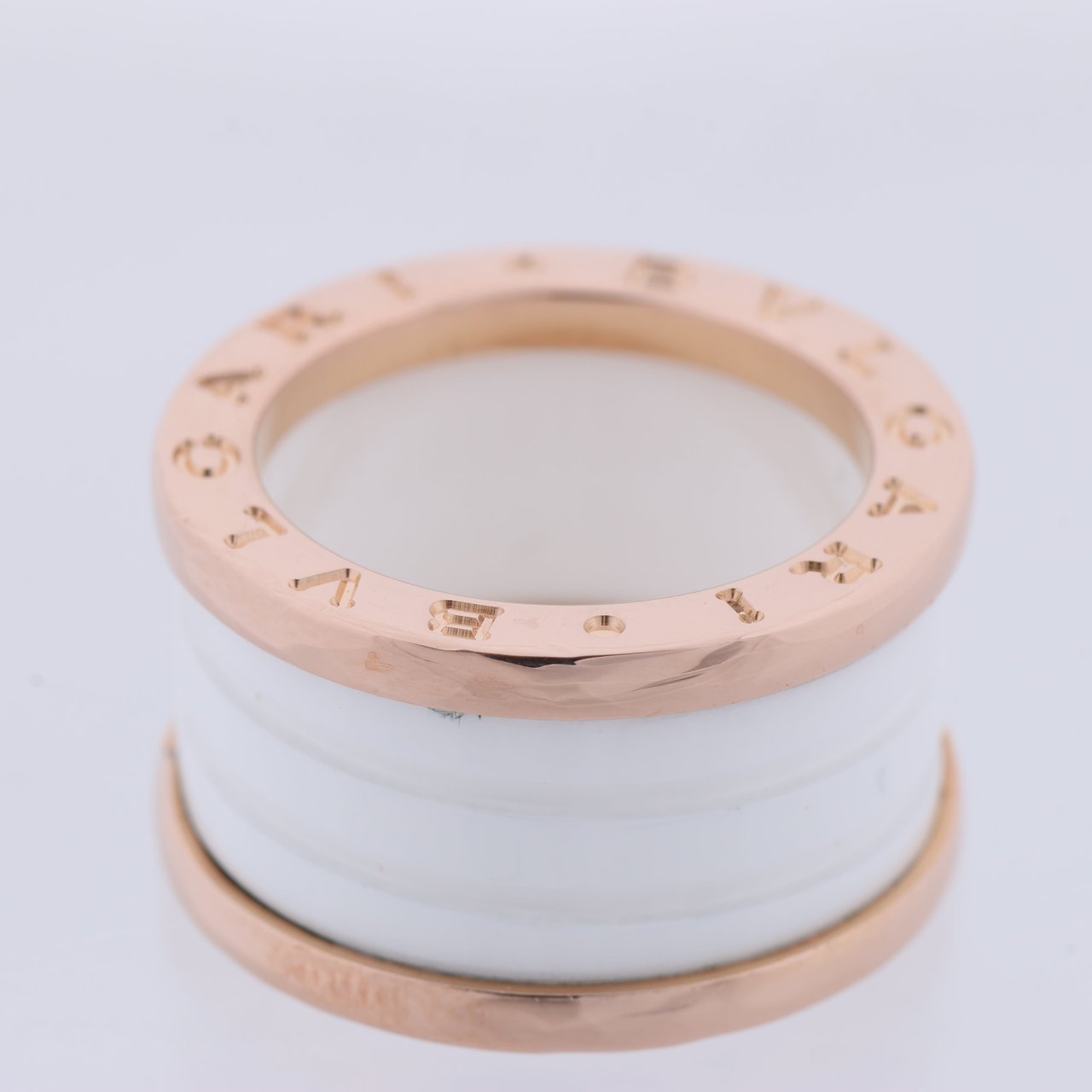 Bvlgari Bvlgari B.Zero1 Ring in 750 Pink Gold and White Ceramic (9.4g, Size 49) Goud