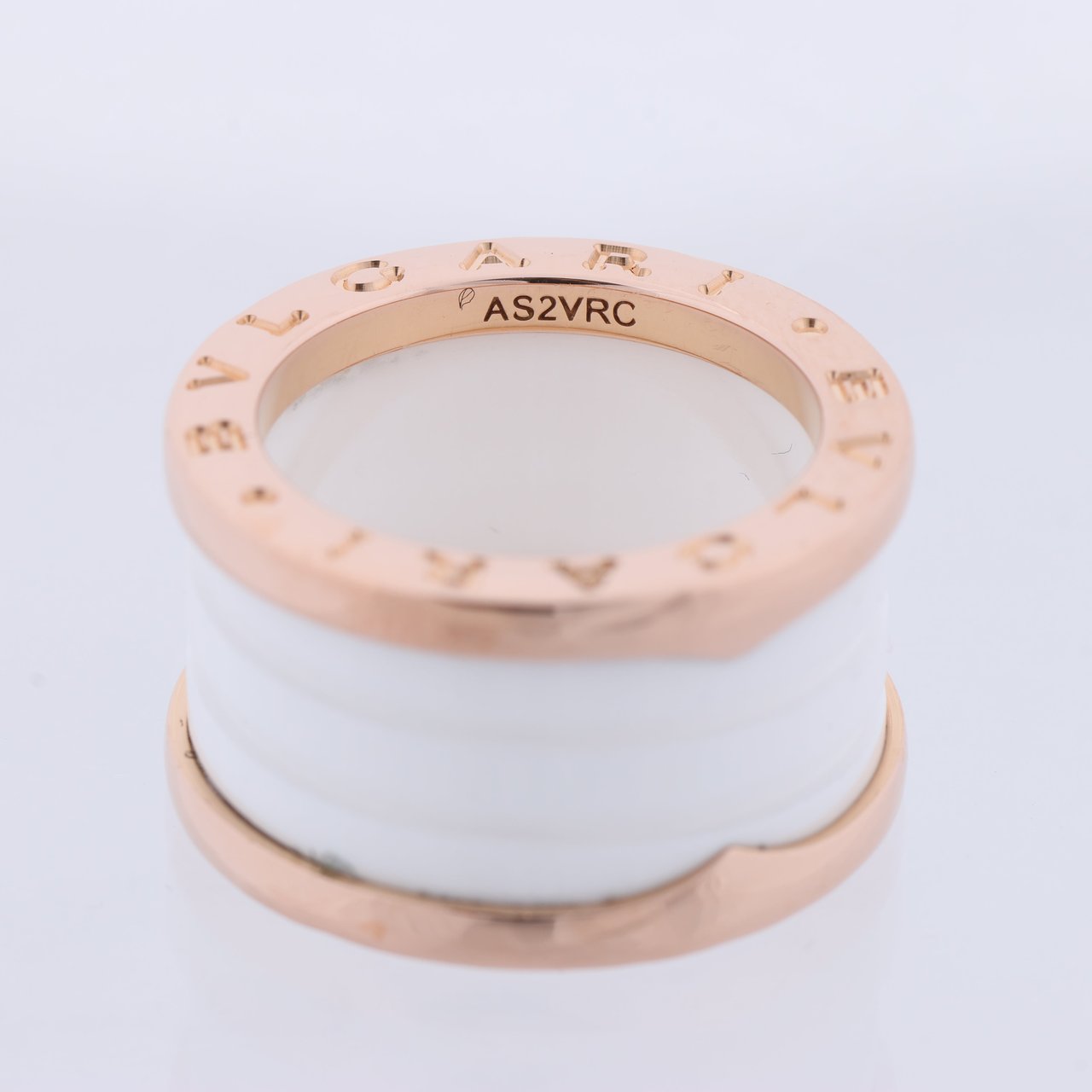 Bvlgari Bvlgari B.Zero1 Ring in 750 Pink Gold and White Ceramic (9.4g, Size 49) Goud